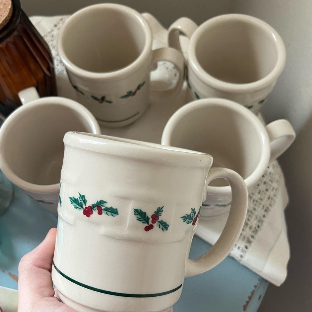 Longaberger Christmas mugs